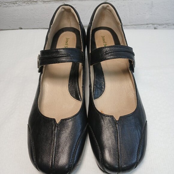 JOSEF SEIBEL CARA BLOCK HEEL MARY JANES BLACK LEATHER EURO SIZE 40 (US SIZE 9.5) - Picture 3 of 12